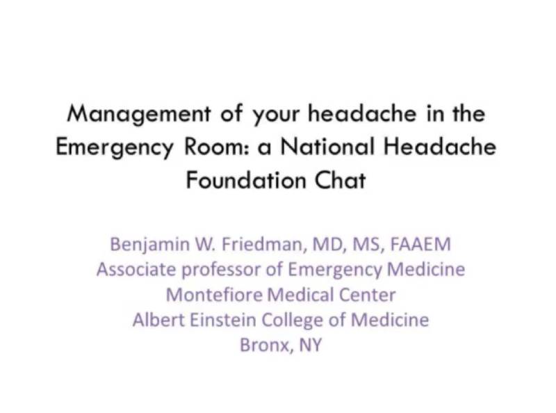 management of your headache in the emergency room