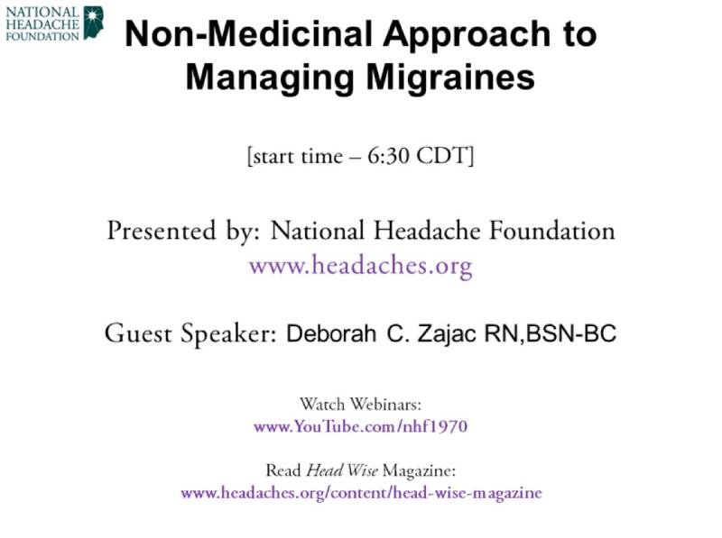 non medicinal approaches to managing migraine