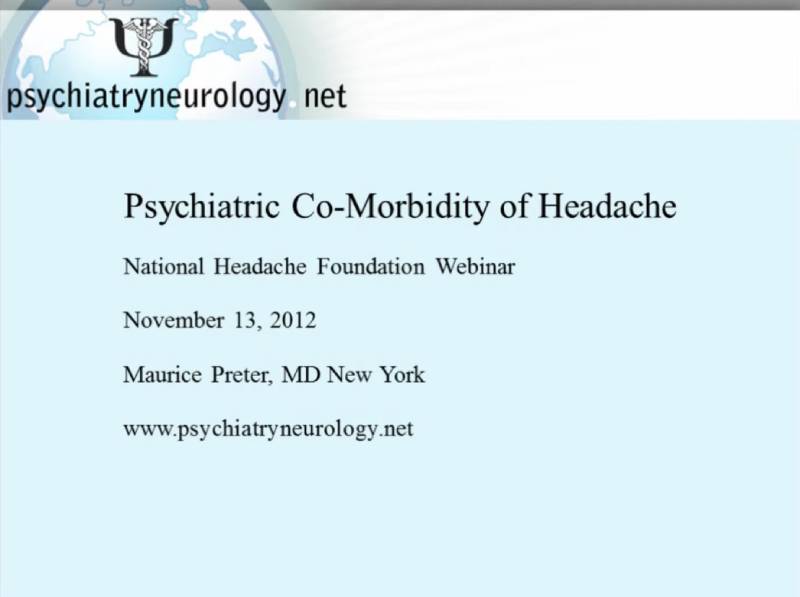 psychiatric co morbidity of headache